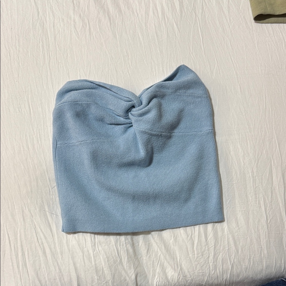 Amazon Women's Light Blue Knotted Tank Top